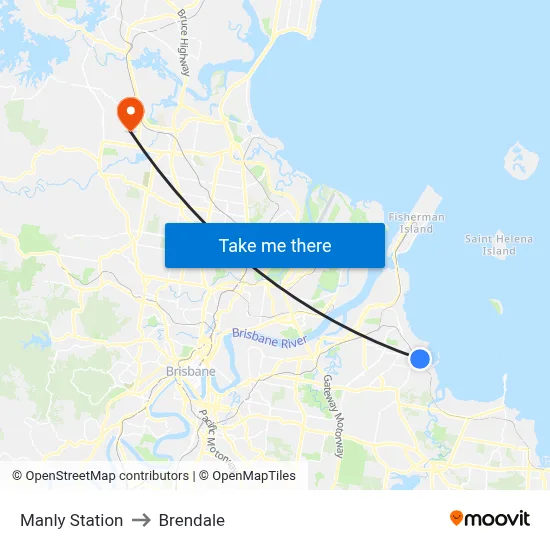 Manly Station to Brendale map