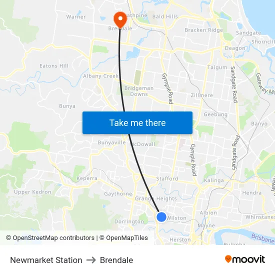 Newmarket Station to Brendale map