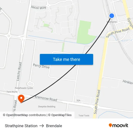 Strathpine Station to Brendale map