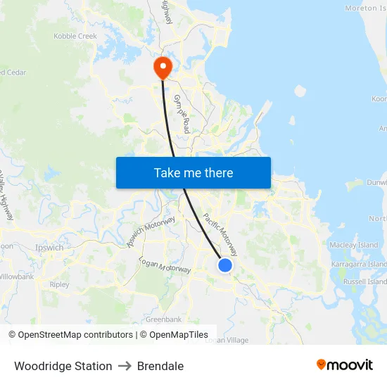 Woodridge Station to Brendale map