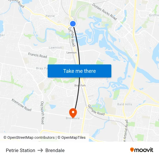 Petrie Station to Brendale map