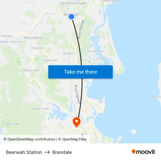 Beerwah Station to Brendale map