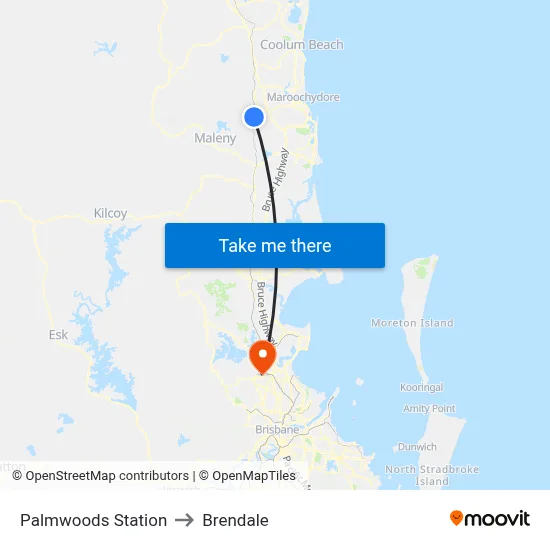 Palmwoods Station to Brendale map