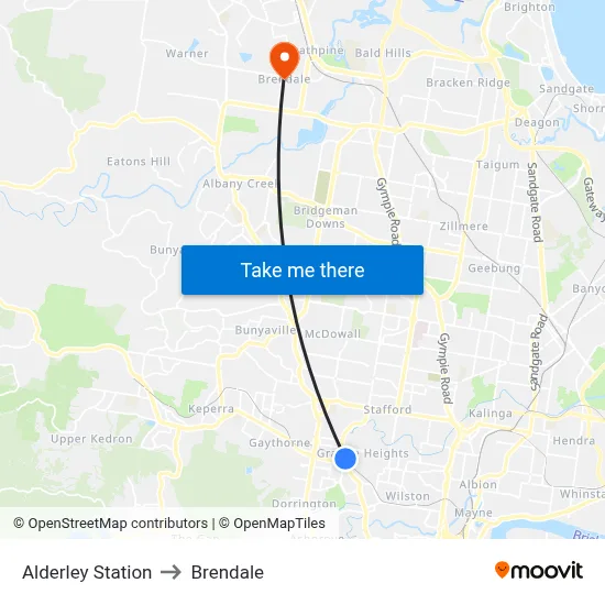 Alderley Station to Brendale map
