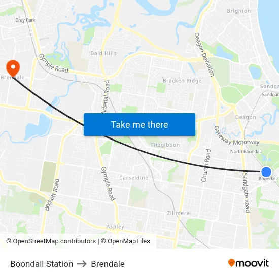 Boondall Station to Brendale map