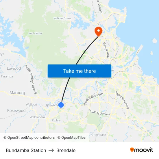 Bundamba Station to Brendale map