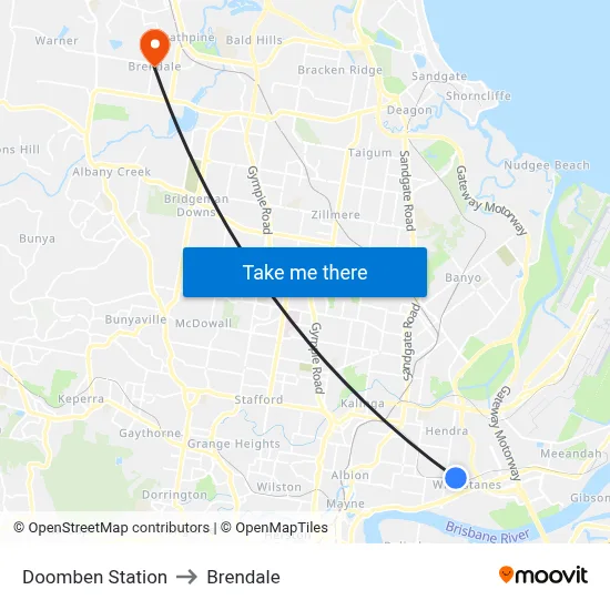 Doomben Station to Brendale map