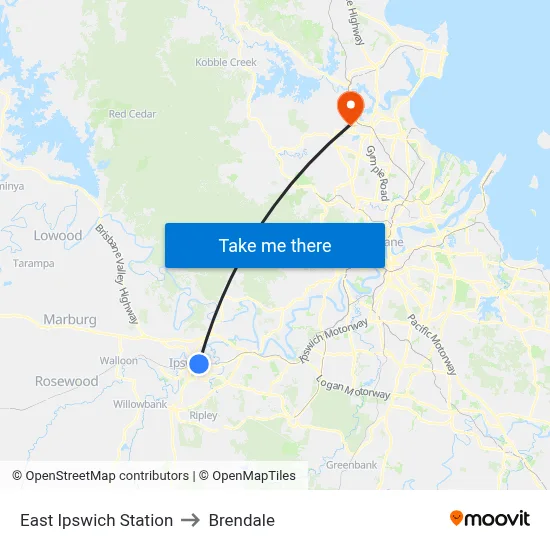 East Ipswich Station to Brendale map