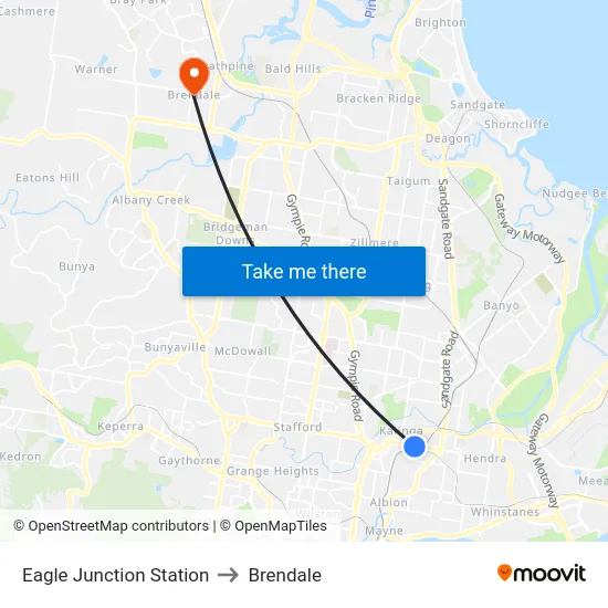 Eagle Junction Station to Brendale map