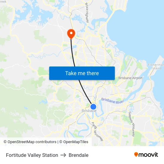 Fortitude Valley Station to Brendale map