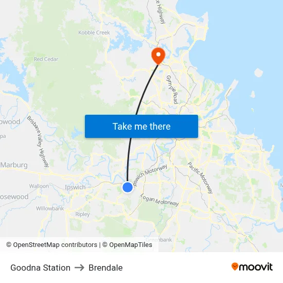 Goodna Station to Brendale map