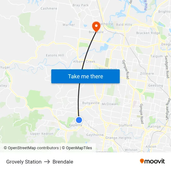 Grovely Station to Brendale map