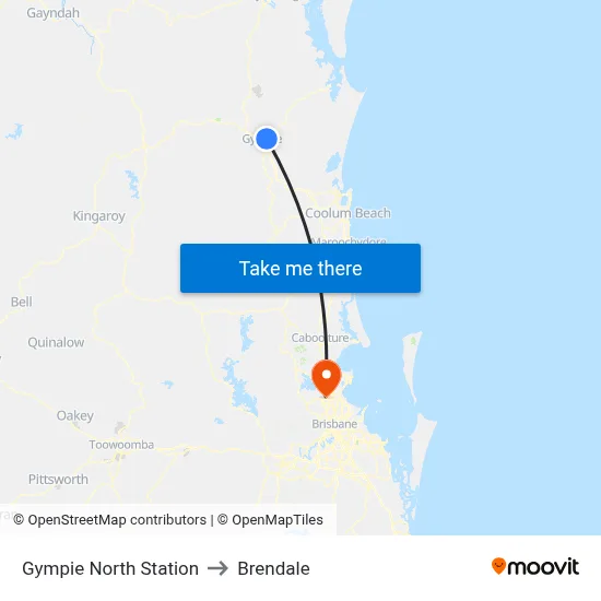 Gympie North Station to Brendale map