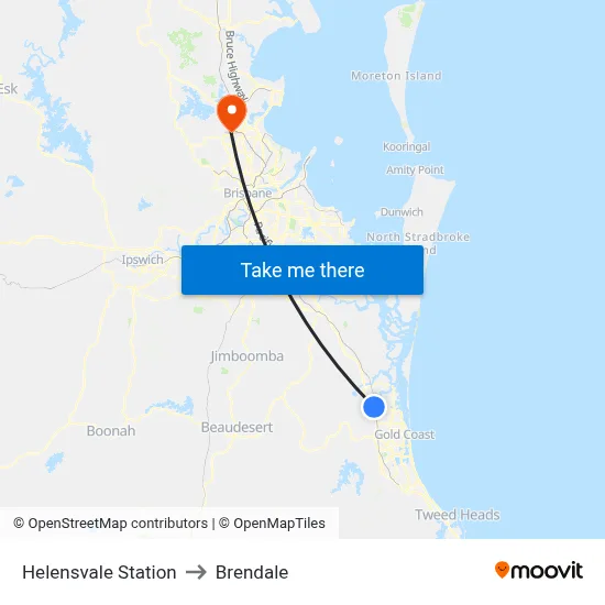Helensvale Station to Brendale map