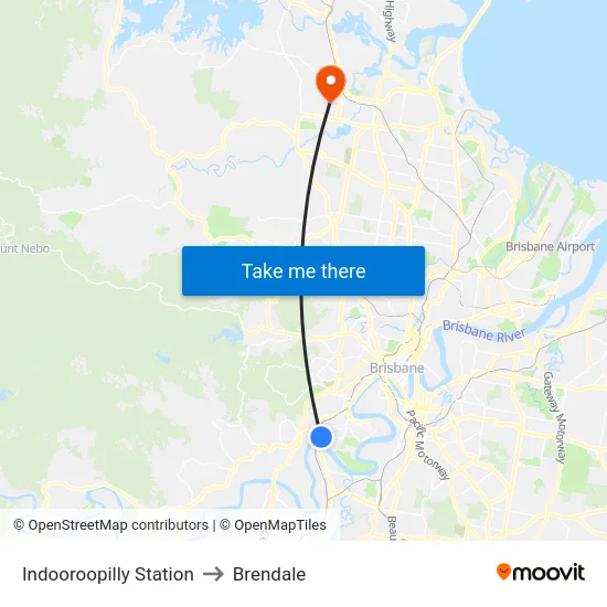 Indooroopilly Station to Brendale map