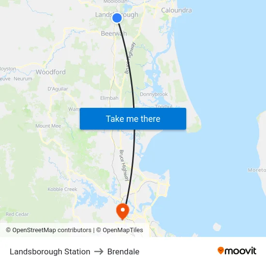Landsborough Station to Brendale map