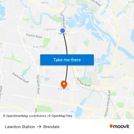 Lawnton Station to Brendale map