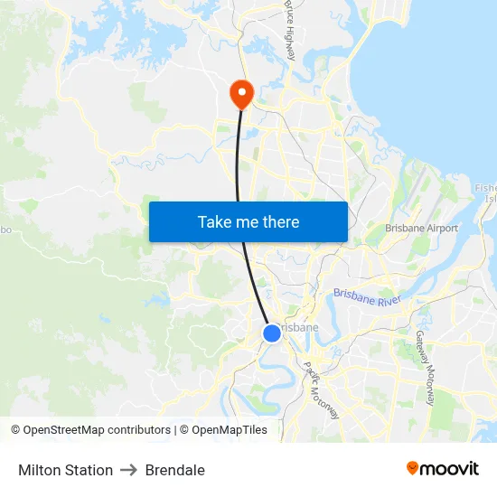Milton Station to Brendale map