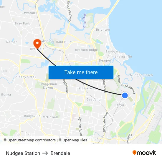 Nudgee Station to Brendale map