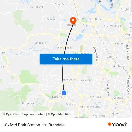 Oxford Park Station to Brendale map