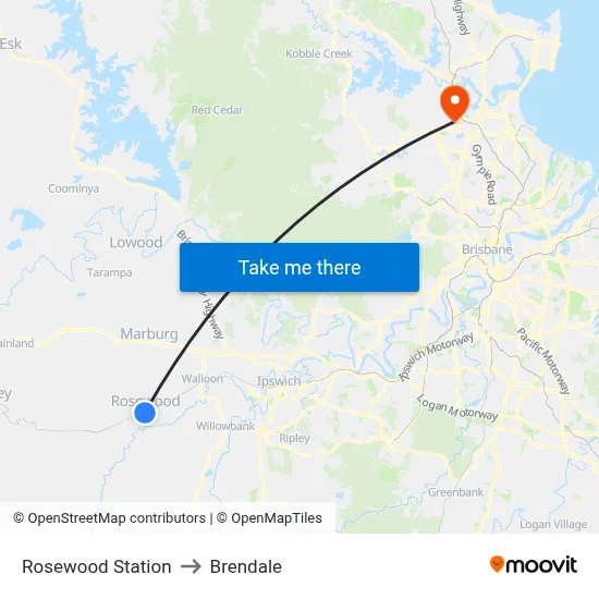 Rosewood Station to Brendale map