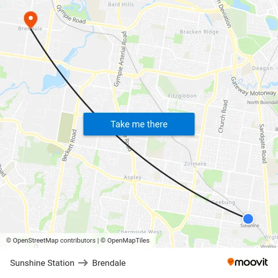 Sunshine Station to Brendale map