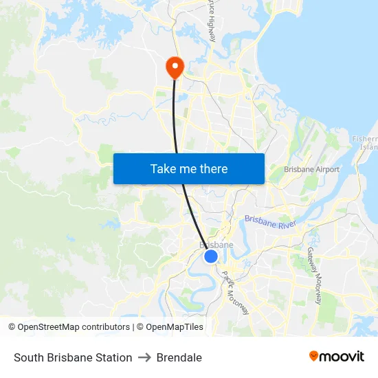 South Brisbane Station to Brendale map