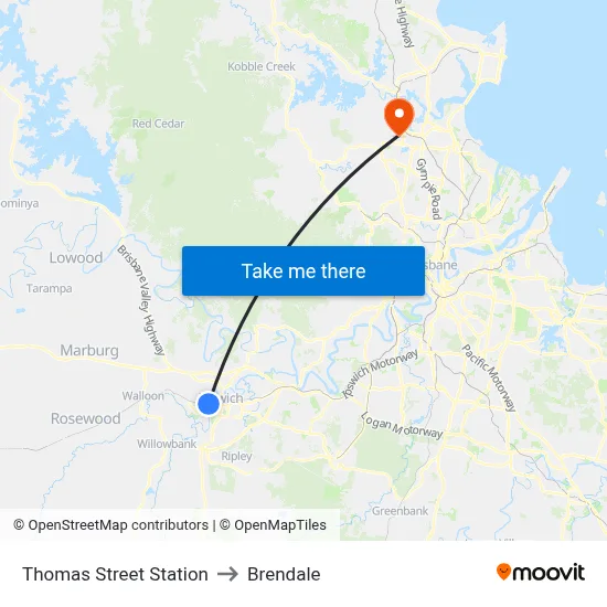 Thomas Street Station to Brendale map