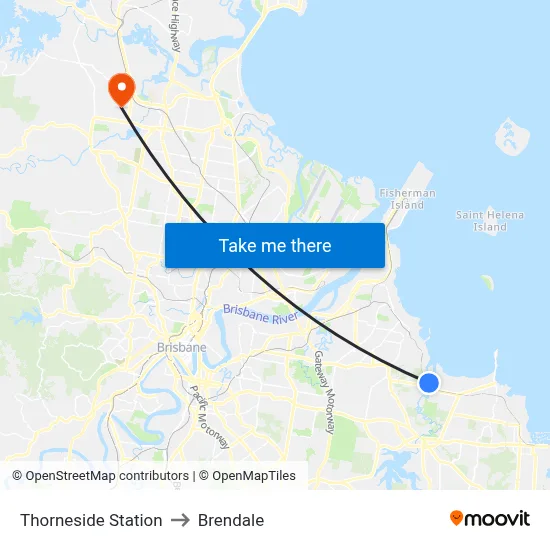 Thorneside Station to Brendale map