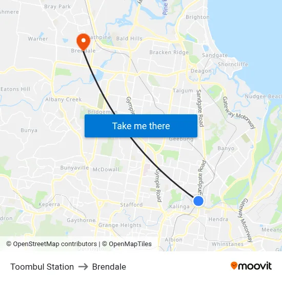 Toombul Station to Brendale map