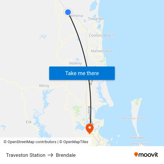 Traveston Station to Brendale map
