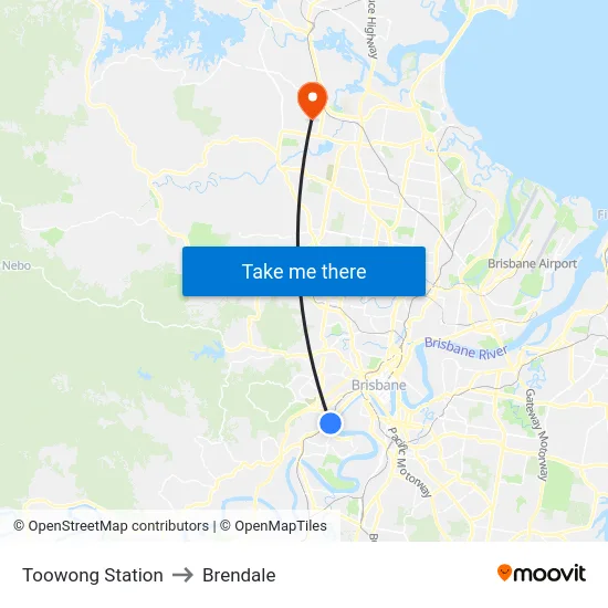 Toowong Station to Brendale map