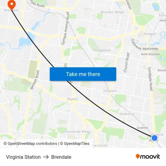 Virginia Station to Brendale map
