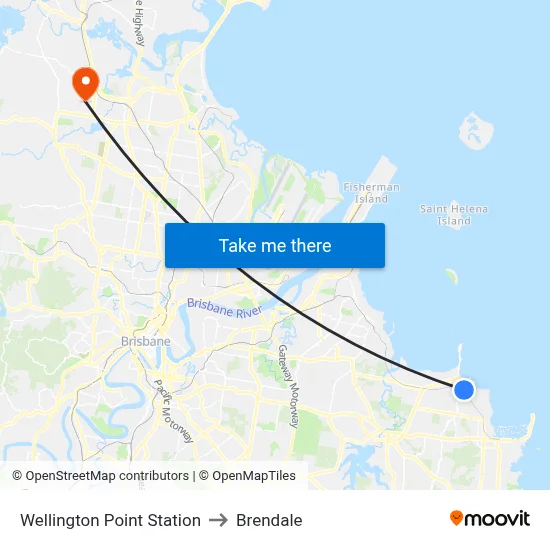 Wellington Point Station to Brendale map
