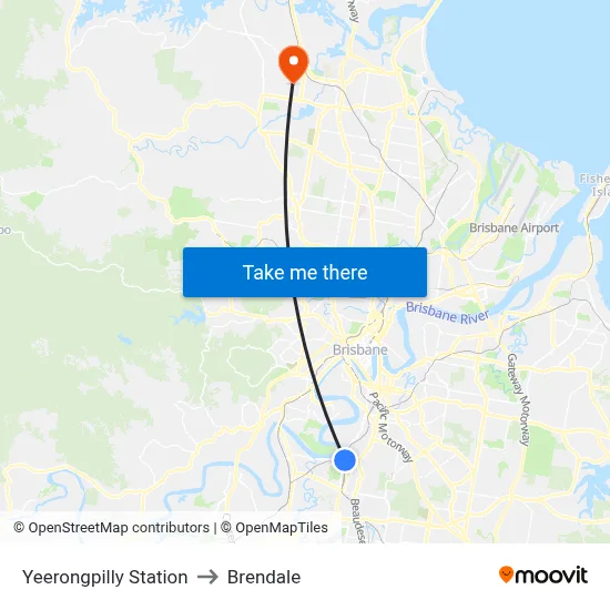 Yeerongpilly Station to Brendale map