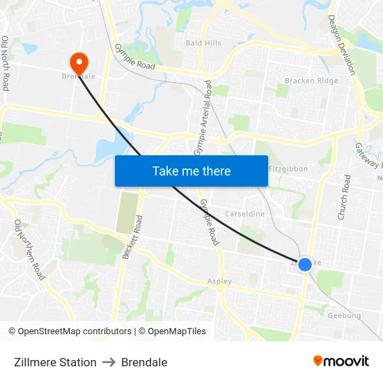 Zillmere Station to Brendale map