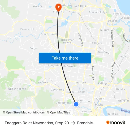 Enoggera Rd at Newmarket, Stop 20 to Brendale map