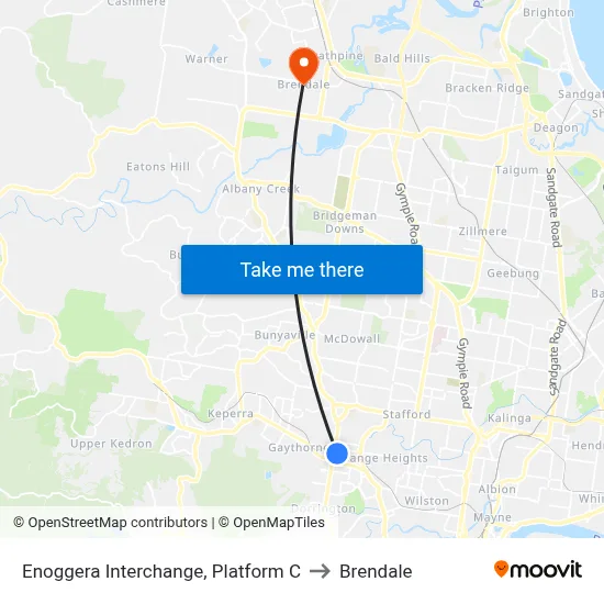 Enoggera Interchange, Platform C to Brendale map