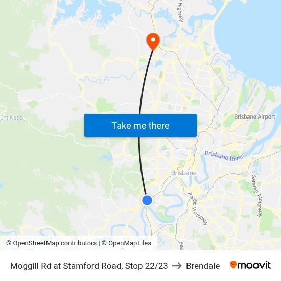 Moggill Rd at Stamford Road, Stop 22/23 to Brendale map