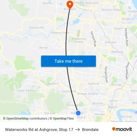 Waterworks Rd at Ashgrove, Stop 17 to Brendale map