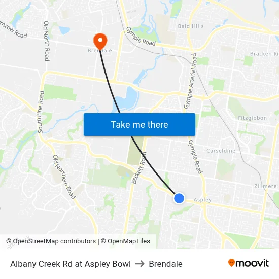 Albany Creek Rd at Aspley Bowl to Brendale map