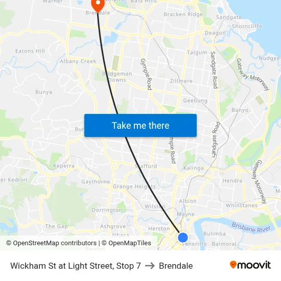 Wickham St at Light Street, Stop 7 to Brendale map