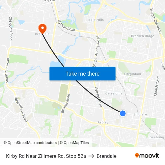 Kirby Rd Near Zillmere Rd, Stop 52a to Brendale map