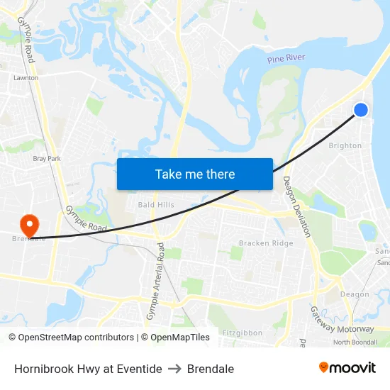 Hornibrook Hwy at Eventide to Brendale map