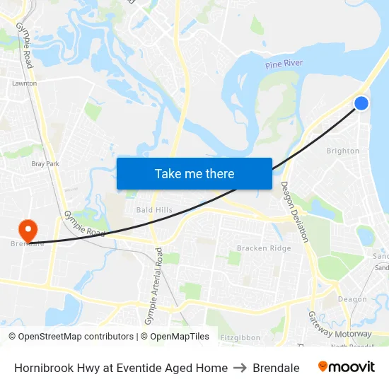 Hornibrook Hwy at Eventide Aged Home to Brendale map