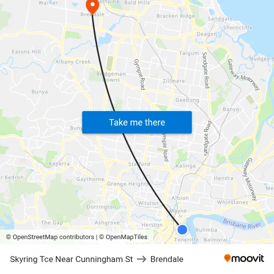 Skyring Tce Near Cunningham St to Brendale map