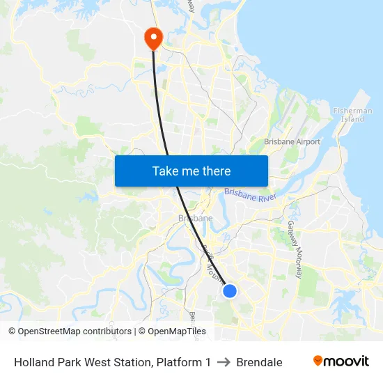 Holland Park West Station, Platform 1 to Brendale map