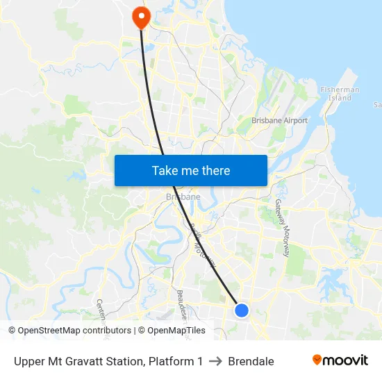 Upper Mt Gravatt Station, Platform 1 to Brendale map