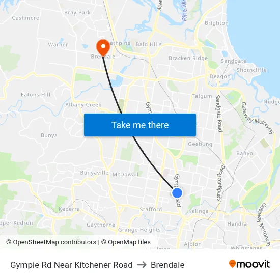 Gympie Rd Near Kitchener Road to Brendale map