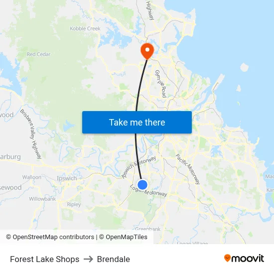 Forest Lake Shops to Brendale map